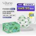  Durio Pokémon Kid's 4 Ply Surgical Face Mask - (40pcs)